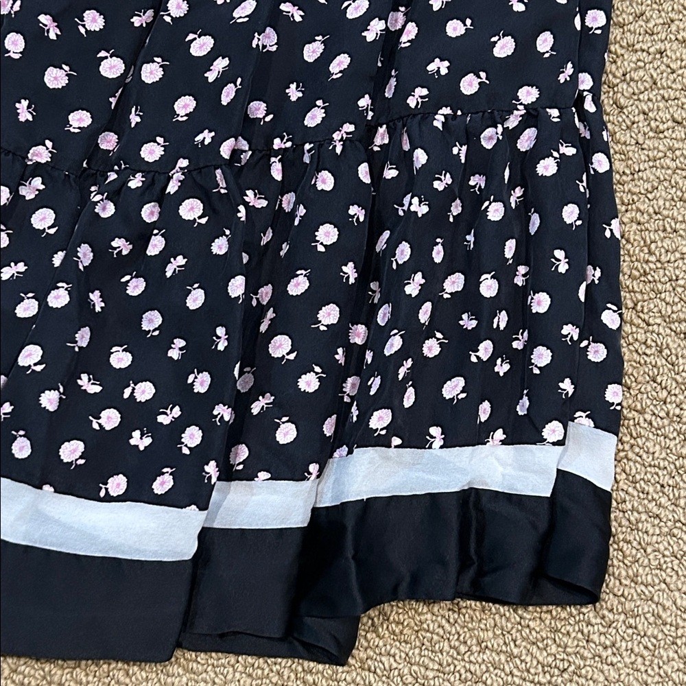 3.1 Phillip Lim Daisy Floral V-neck Gathered Dress size 4 Silk Asymmetrical Hem - Picture 12 of 17